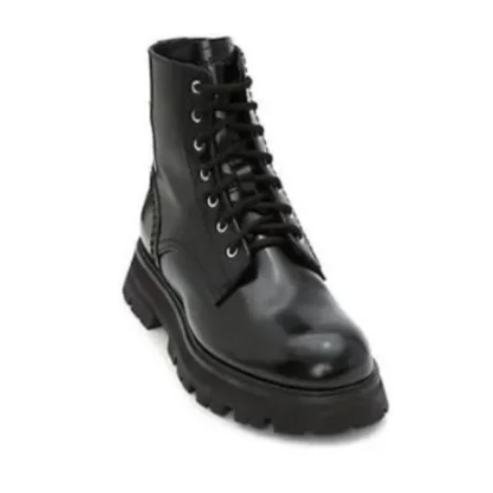 Alexander McQueen Patent Leather Combat Ankle Boot Size 40 Black - Picture 6 of 10